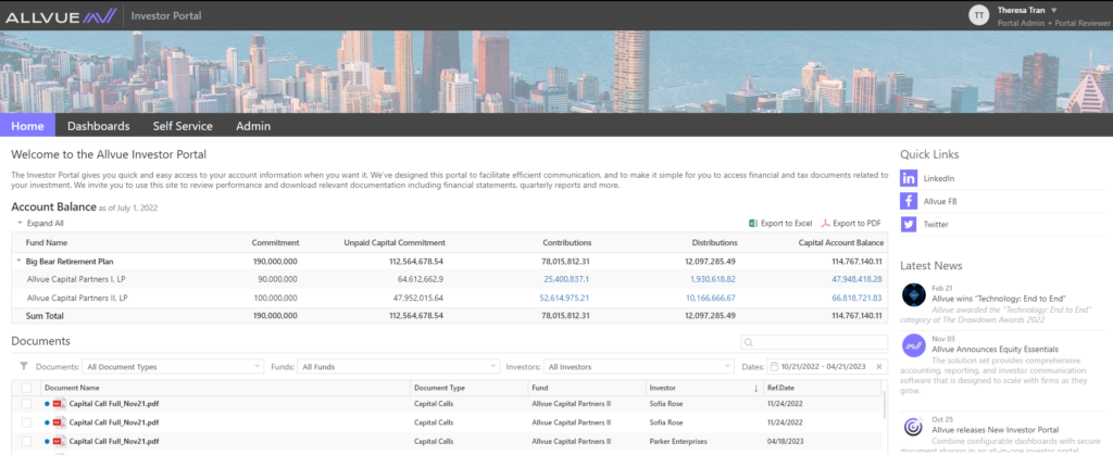 Allvue's Investor Portal software solution