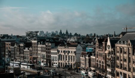 Amsterdam City Scene with Clouds