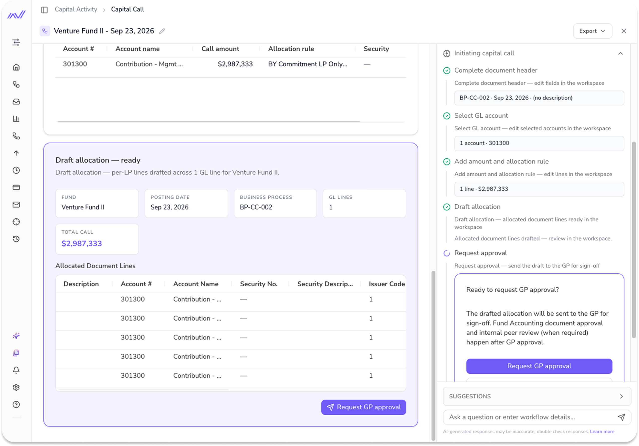 Capital Activity Workflow for Fund Administration